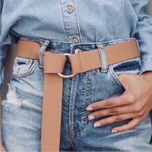 BB B-LOW THE BELT Faux Leather Adjustable Loop Ring Belt Gold Tan One Size